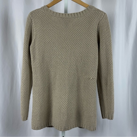 Hooked Up Large Cable Knit Neutral A Line Tunic Sweater Fall Winter Holiday - Picture 2 of 6